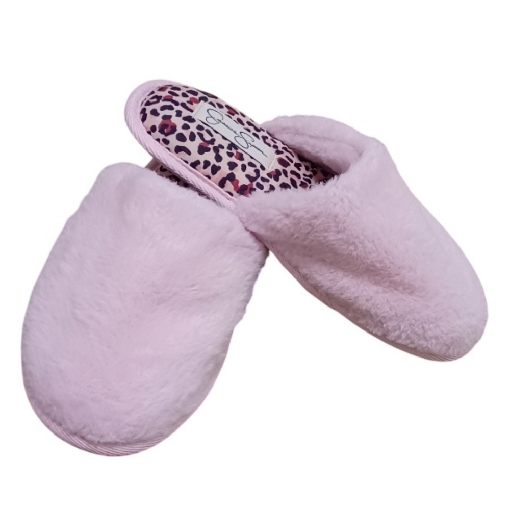 Jessica Simpson Women's Faux Fur Slippers Slides Fuzzy Pink  Size S (6/7 )